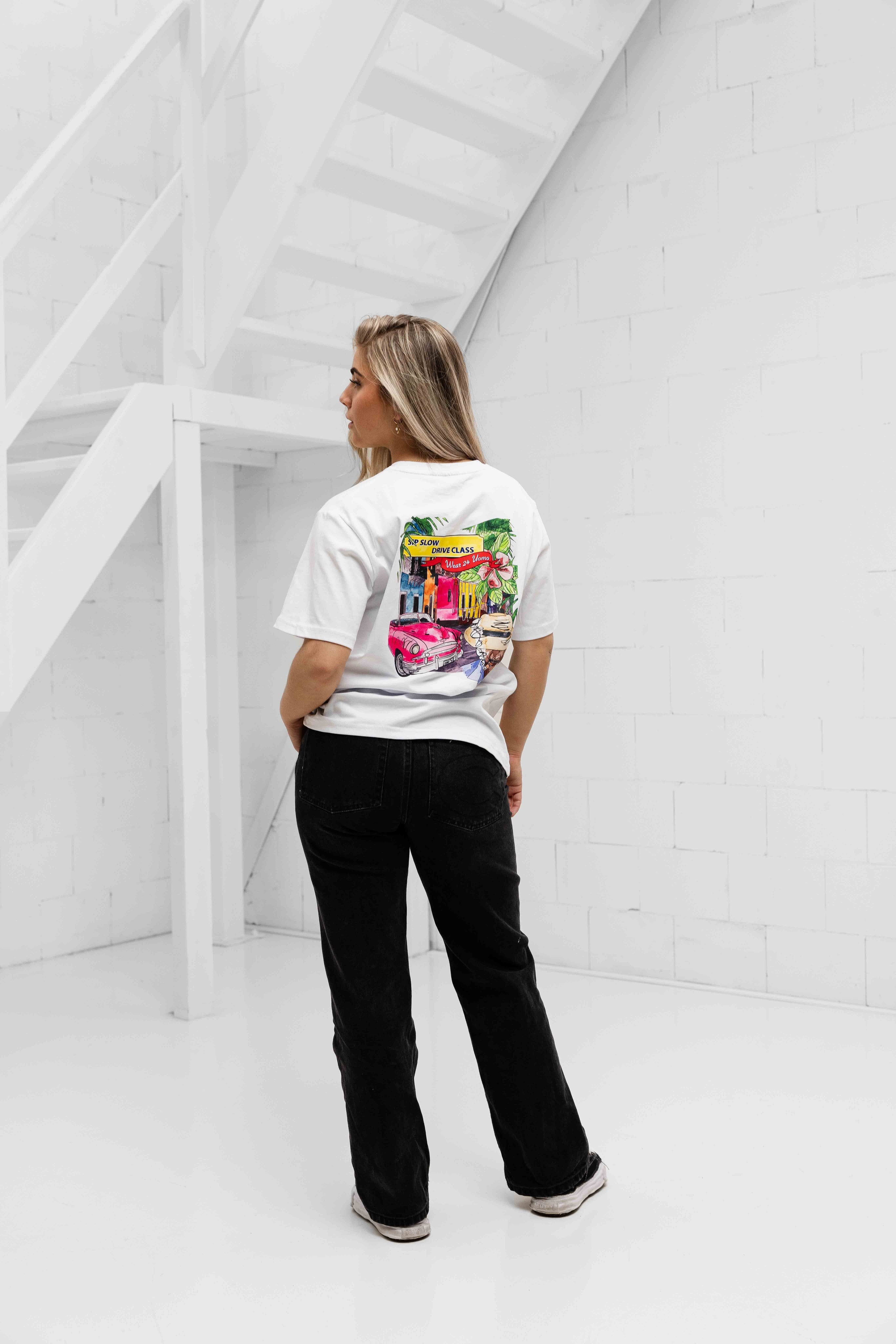 Sip Slow T-shirt Dames Wit