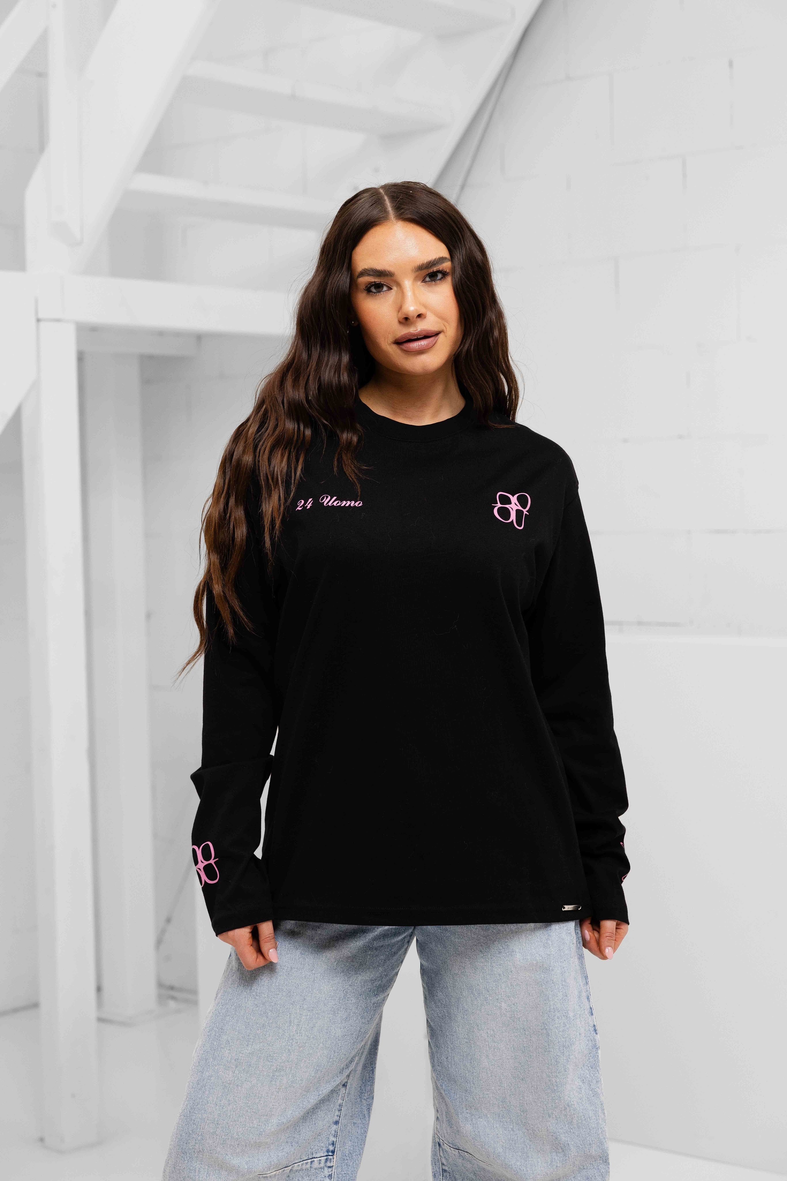 Symbol Longsleeve Shirt Dames Zwart/Roze