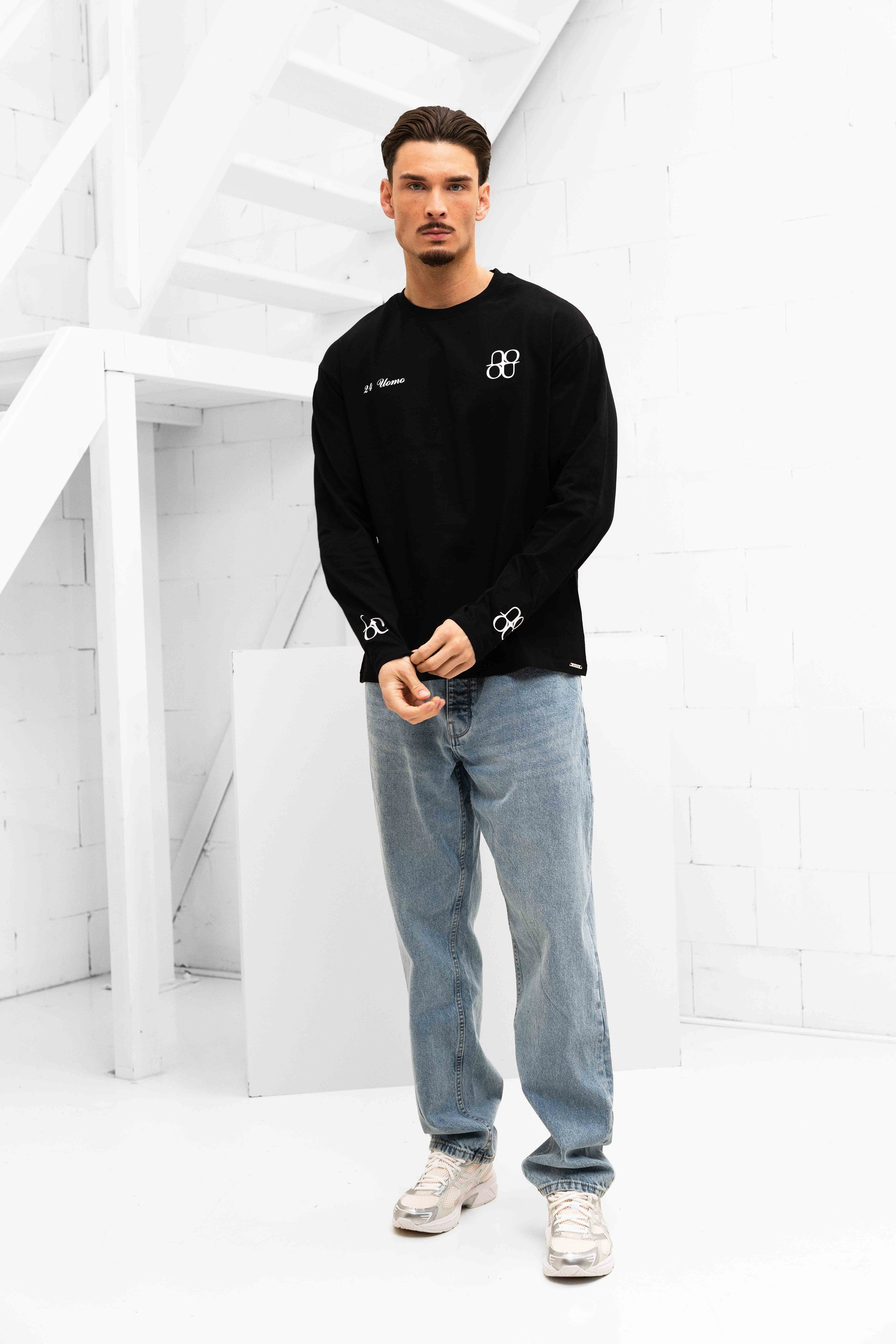 Symbol Longsleeve Shirt Heren Zwart/Wit