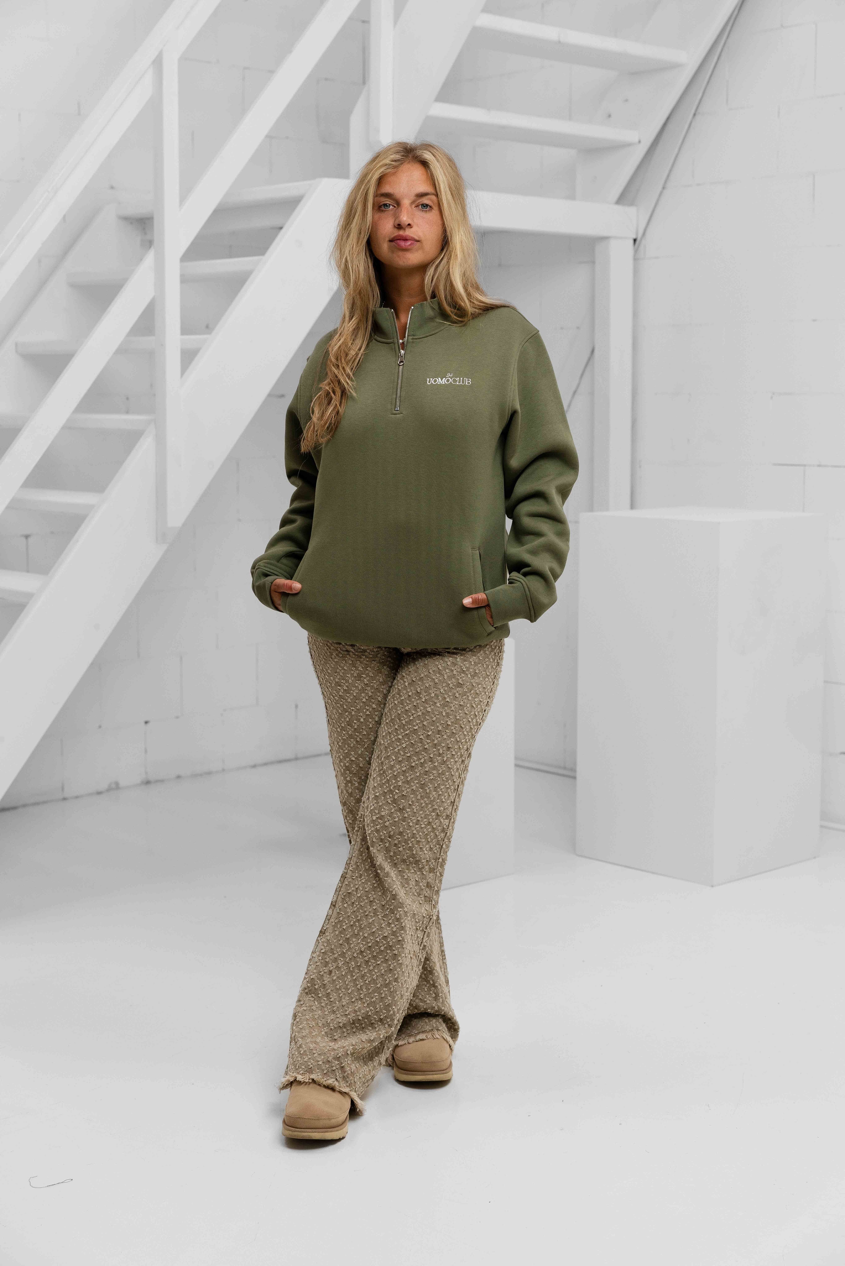 Club Half Zip Sweater Dames Army
