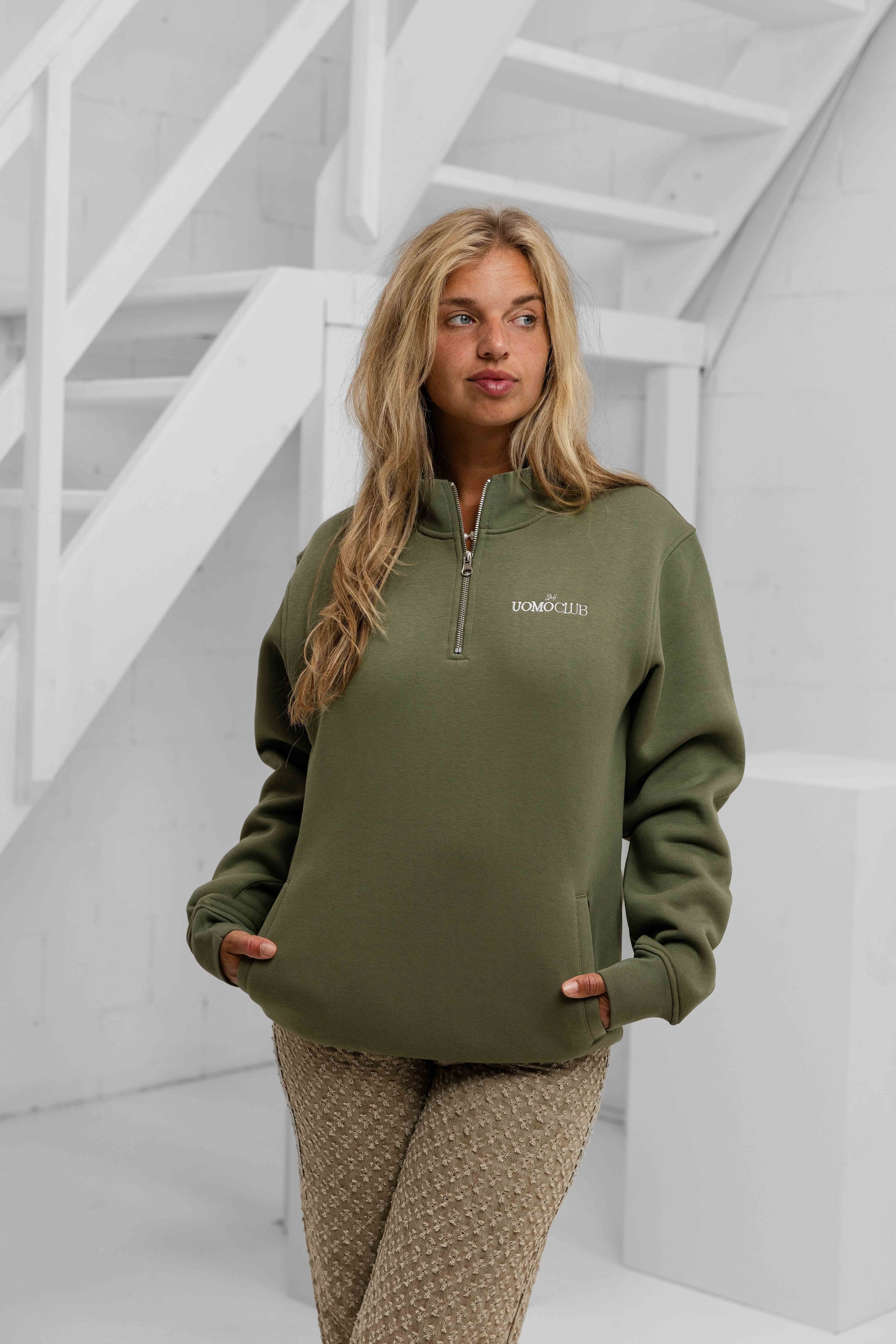 Club Half Zip Sweater Dames Army