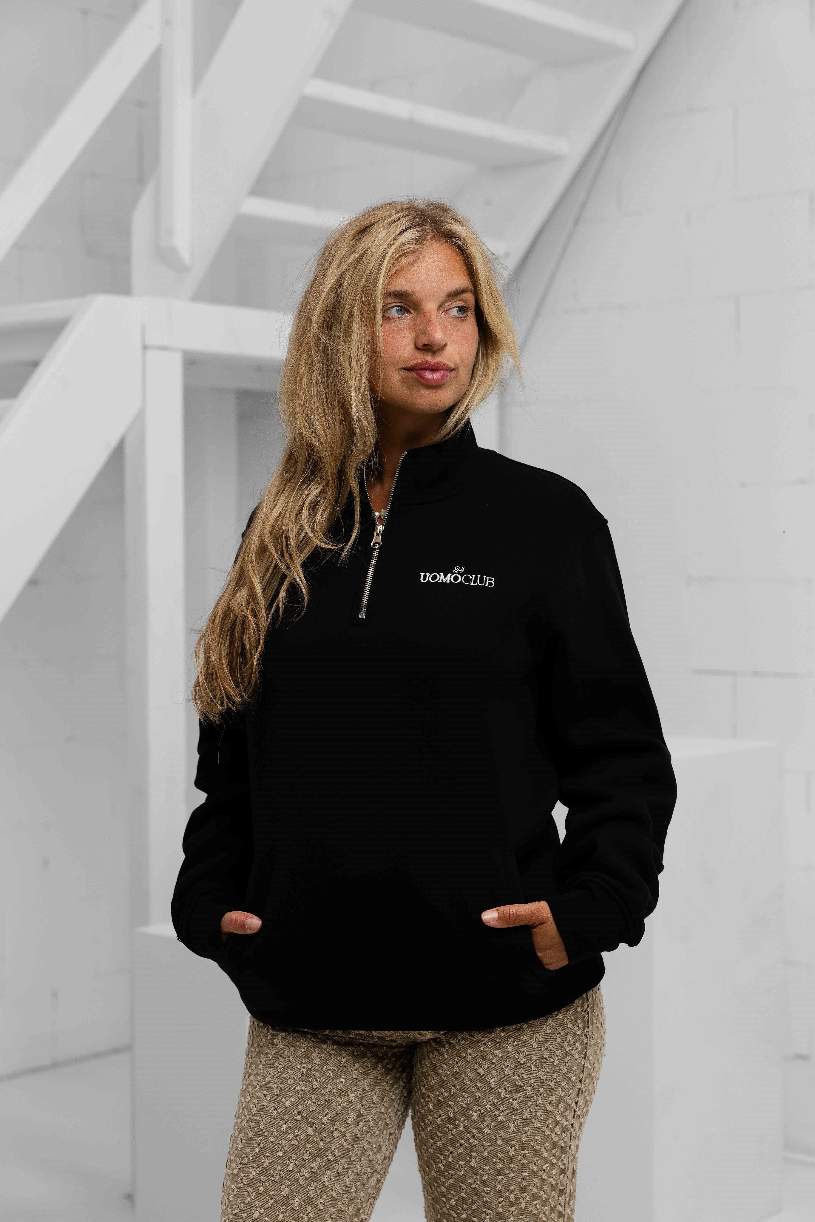 Club Half Zip Sweater Dames Black