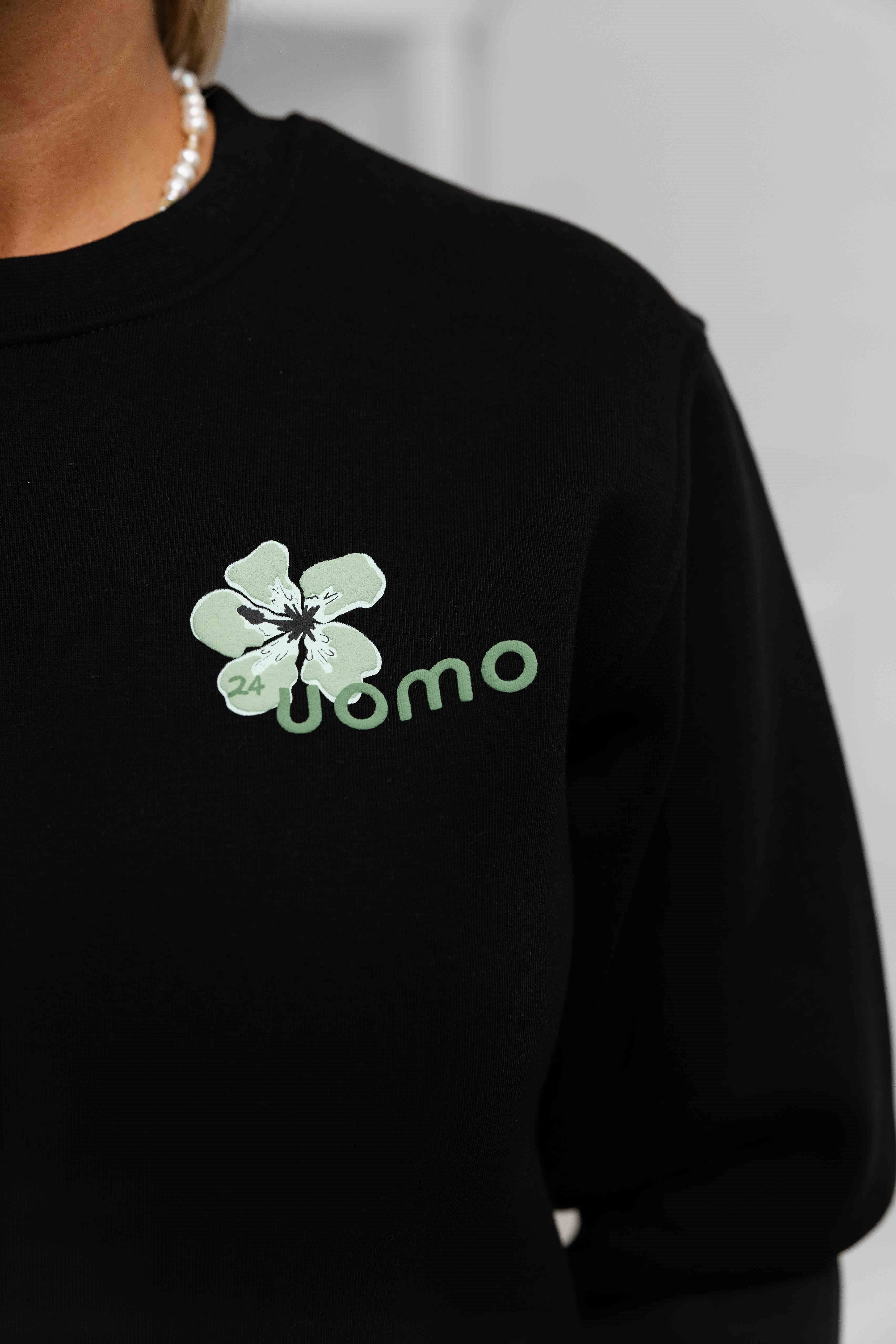 Flower Sweater Dames Black/Green
