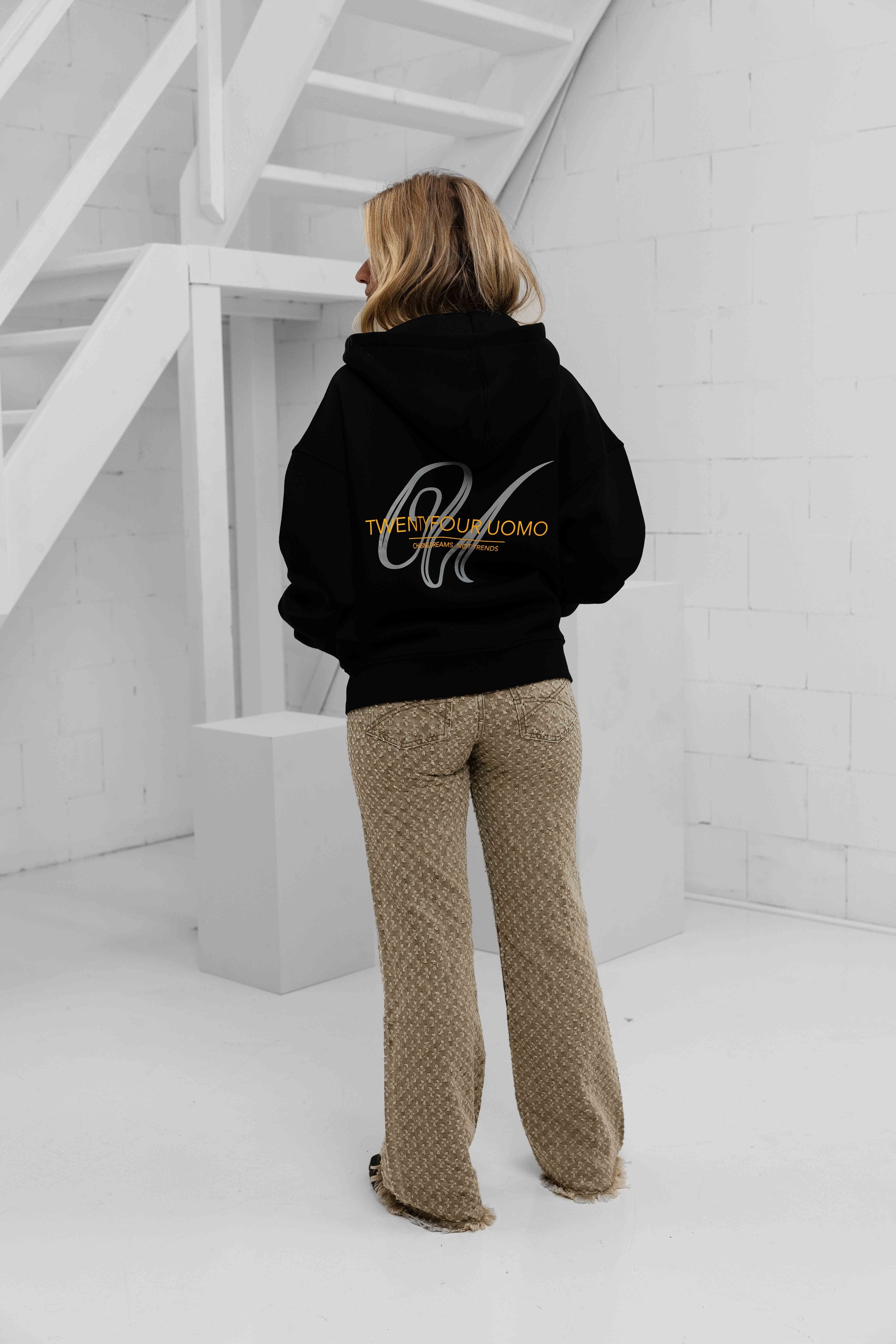 Initial Zip Hoodie Dames Black