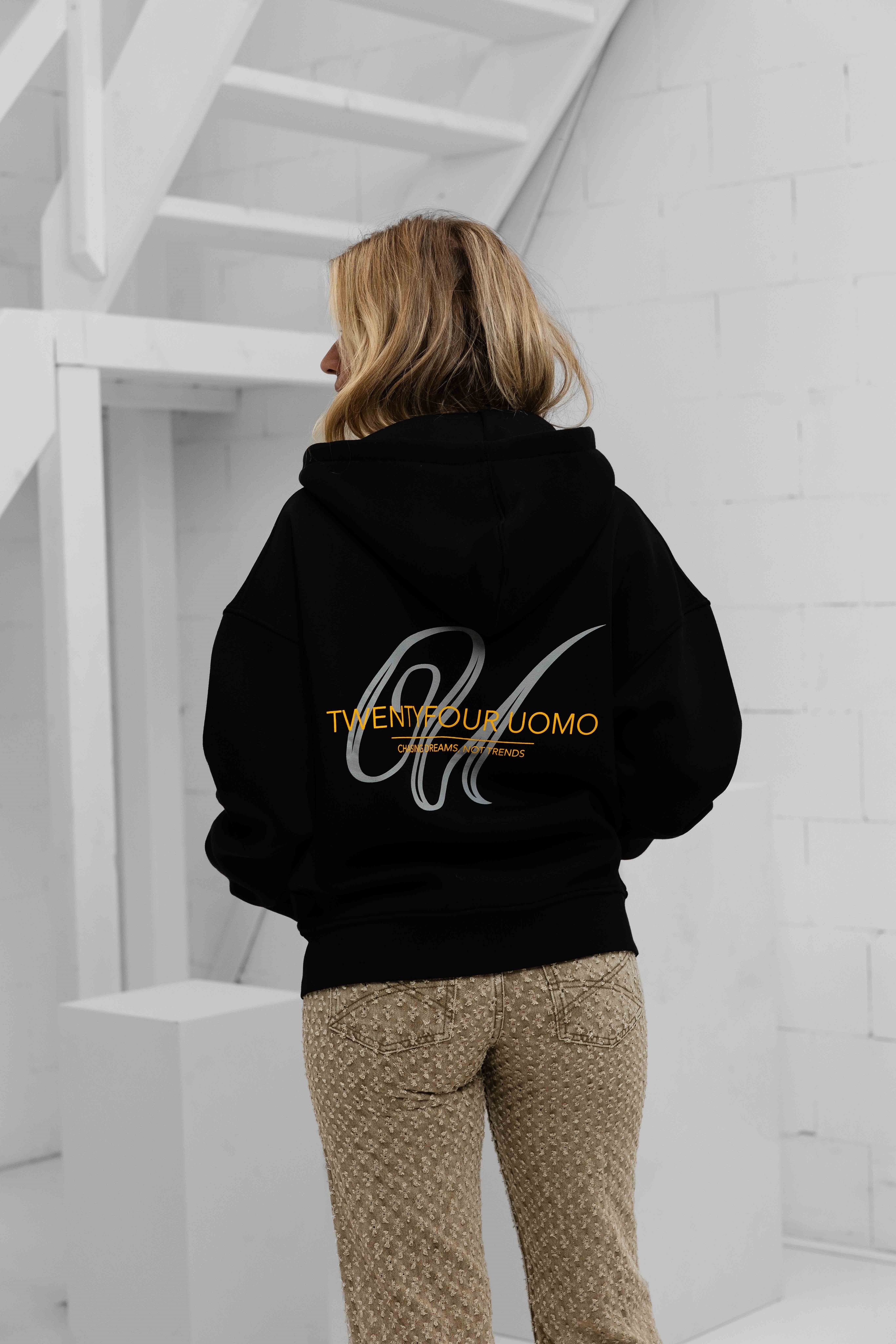 Initial Zip Hoodie Dames Black