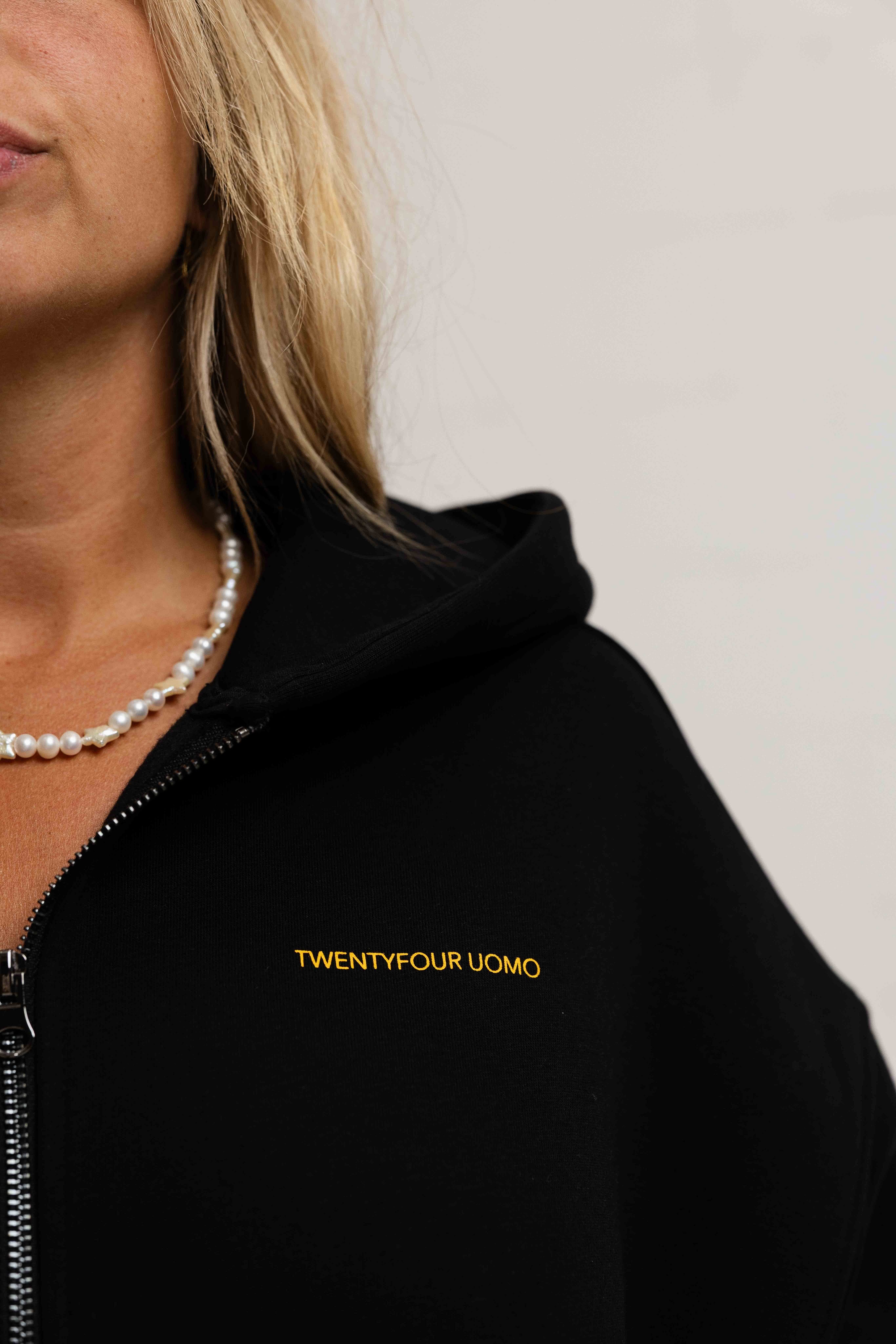 Initial Zip Hoodie Dames Black