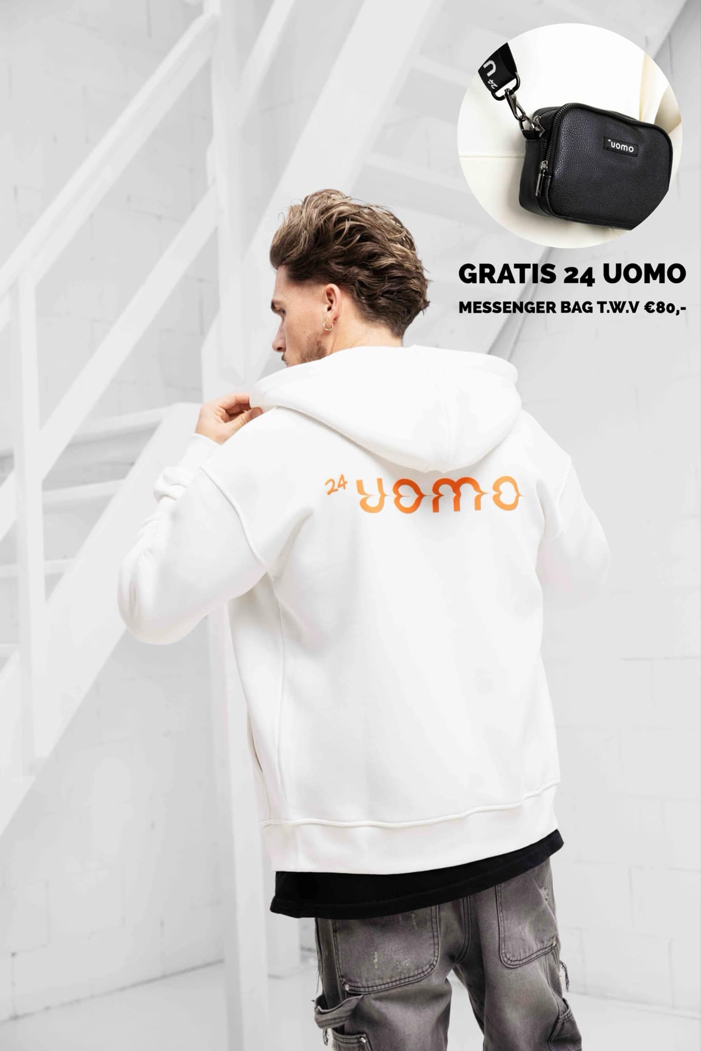 Mirror Zipped Oversized Hoodie Off-White