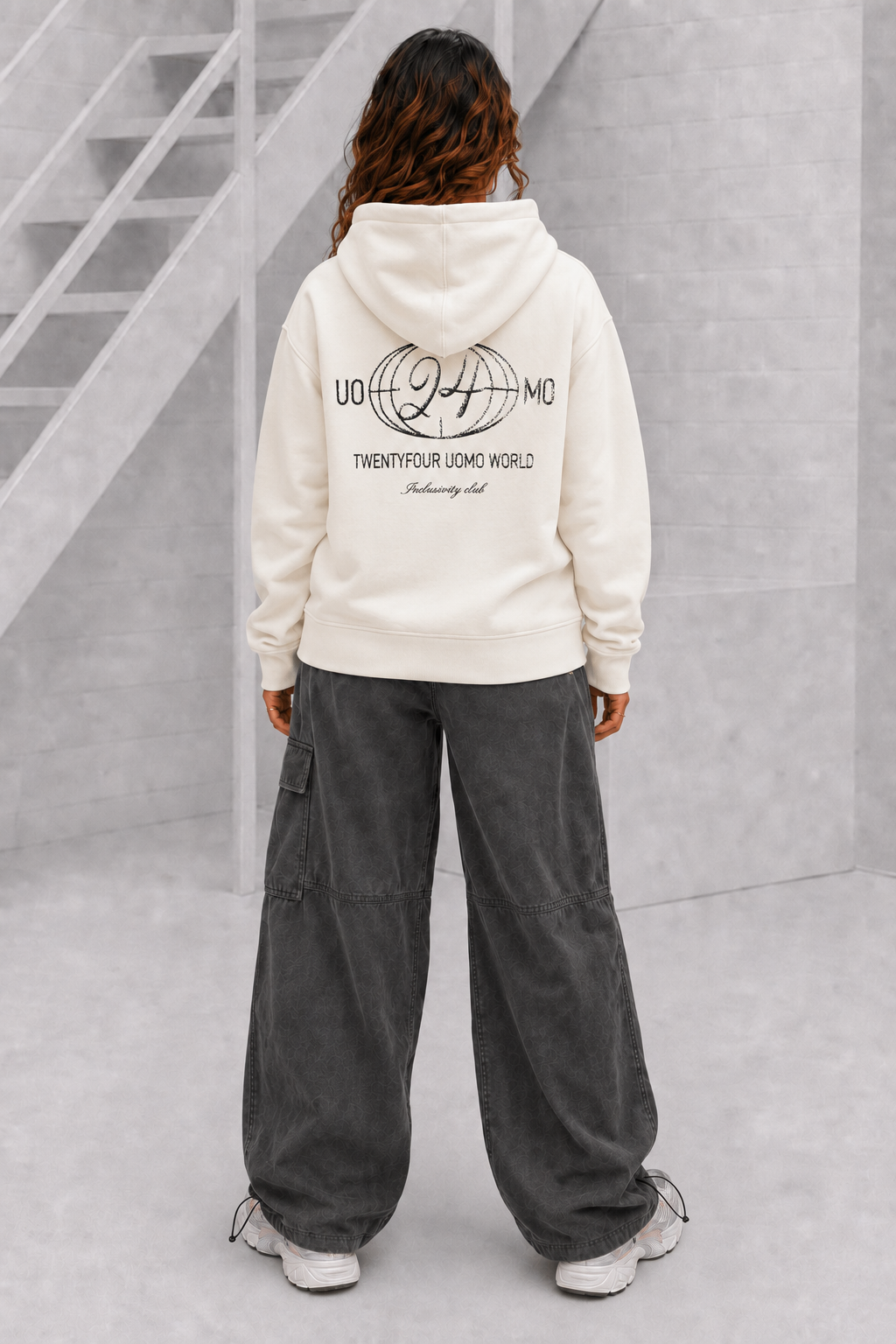 World Zipped Hoodie Dames Off-White