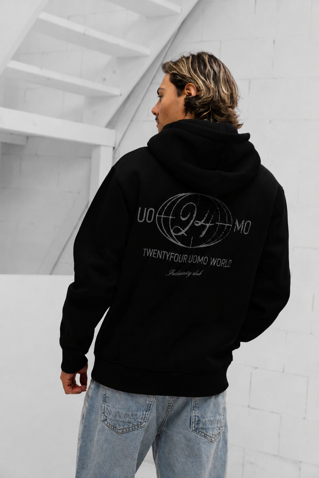 World Hoodie Heren Zwart