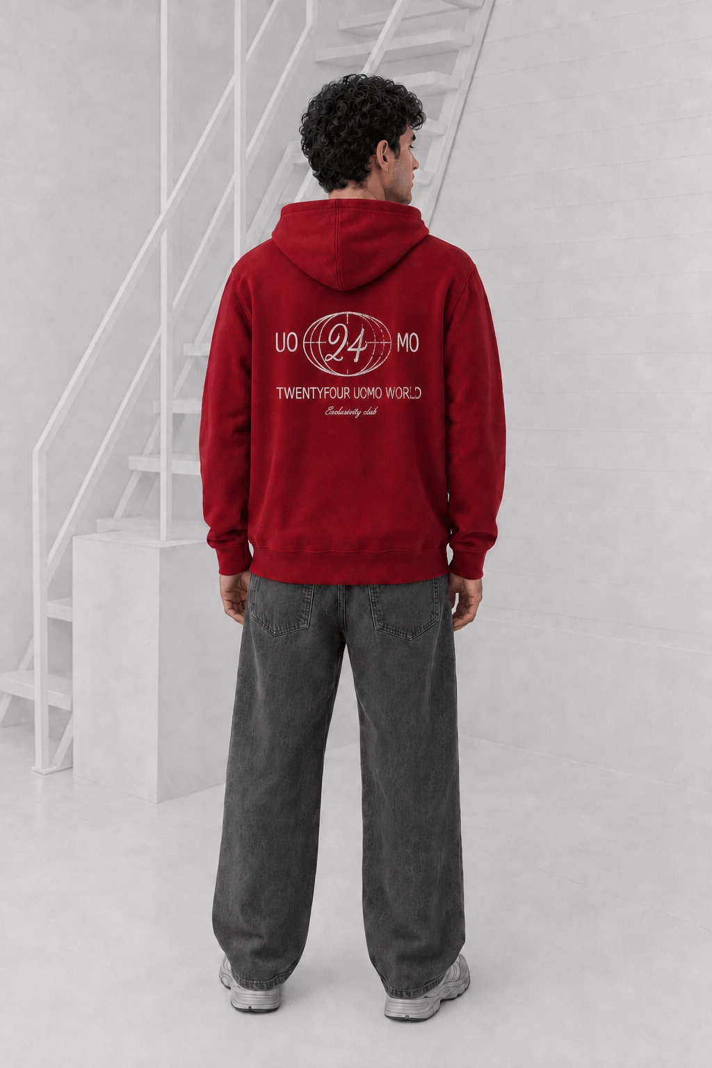 World Hoodie Heren Bordeaux