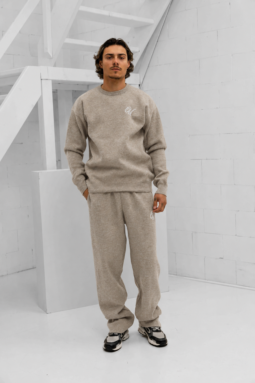 Knitted Trainingspak Heren Beige PRE-ORDER 8 SEPTEMBER