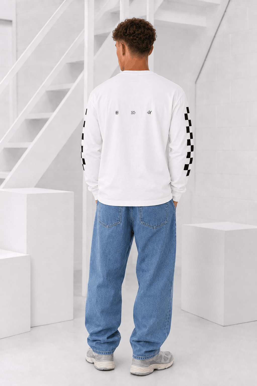 Checker Longsleeve Heren Off-White