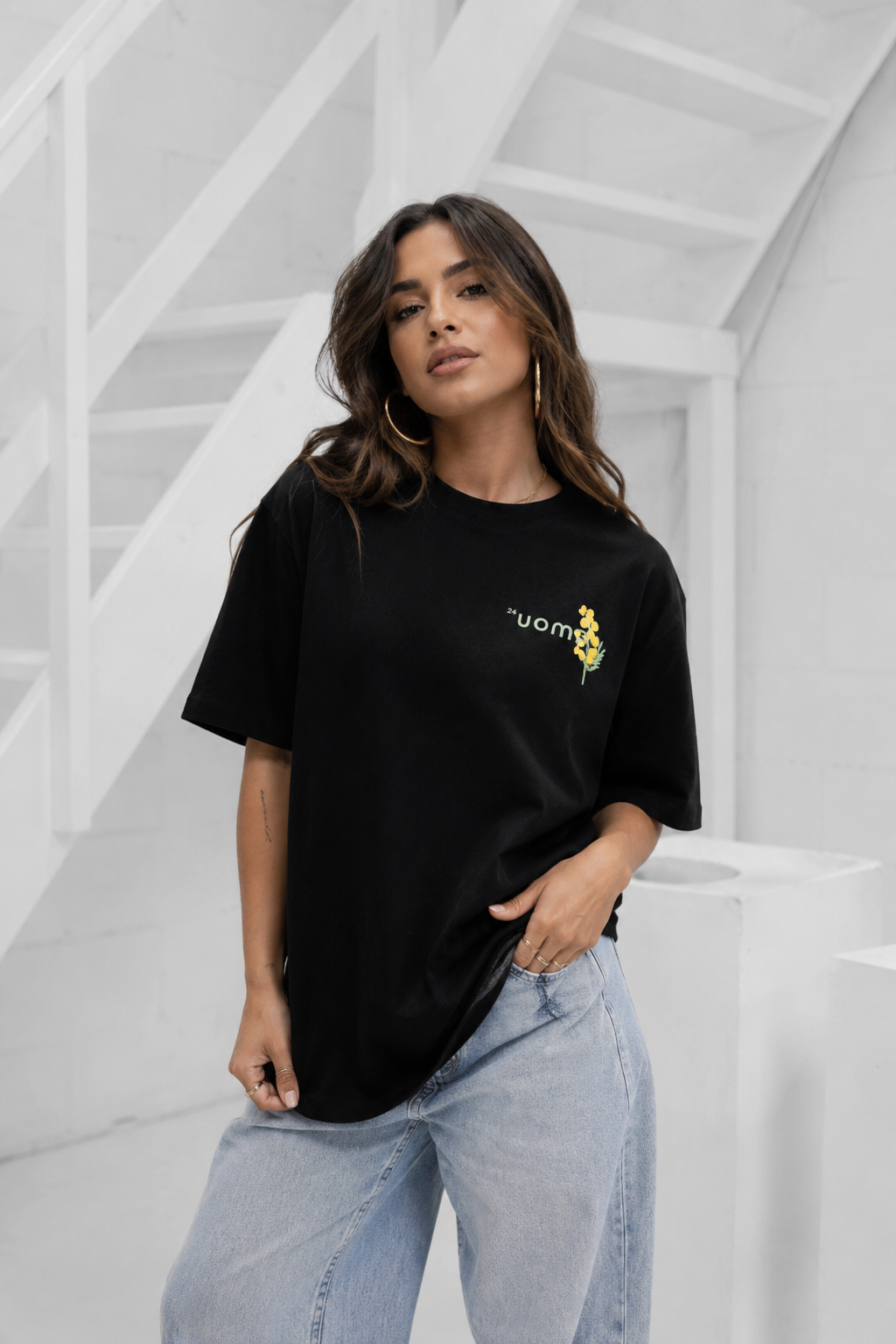Flower T-shirt women Black