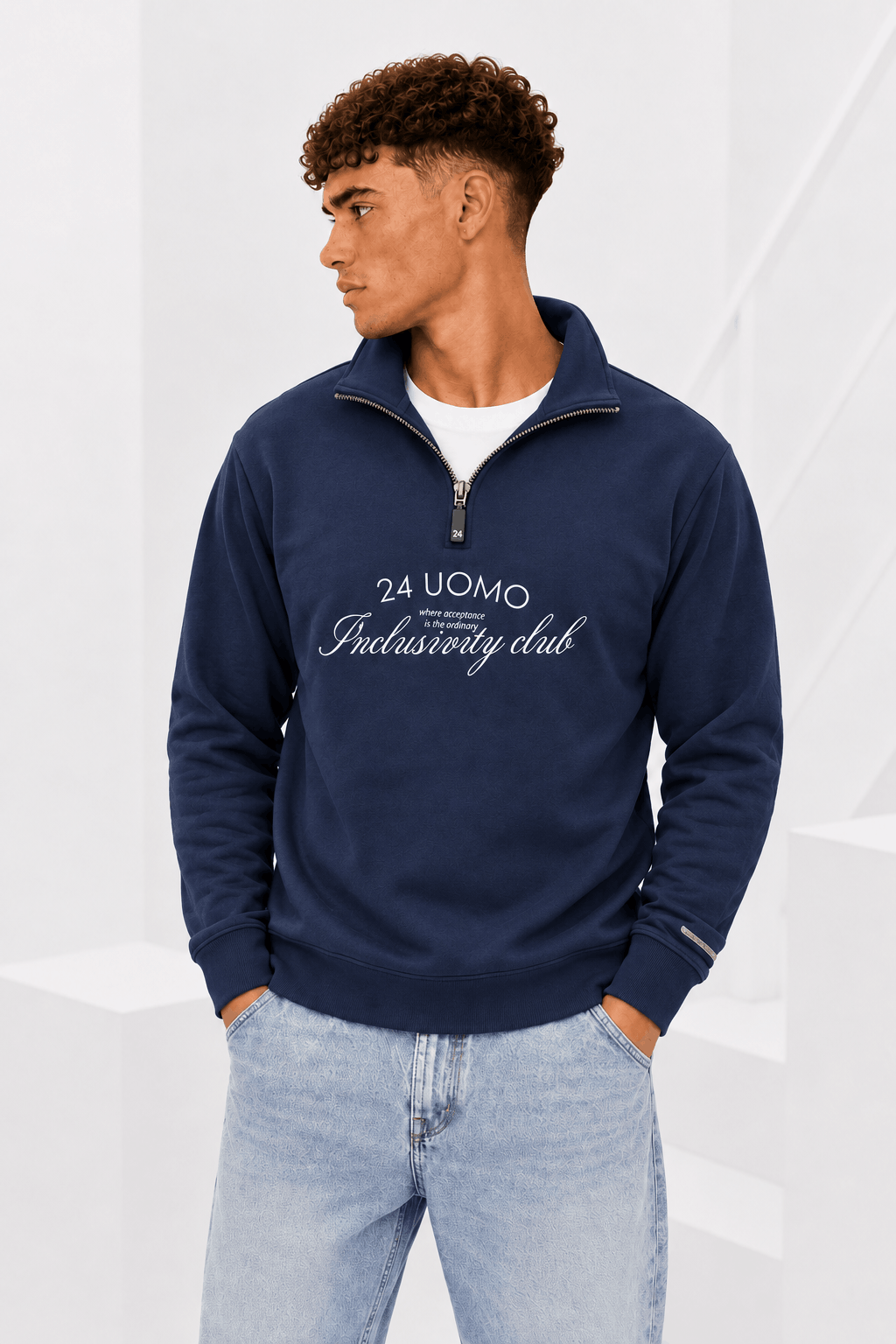 Inclusivity Club Half Zip Heren Donkerblauw