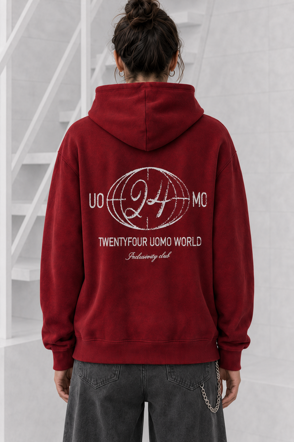 World Hoodie Dames Bordeaux
