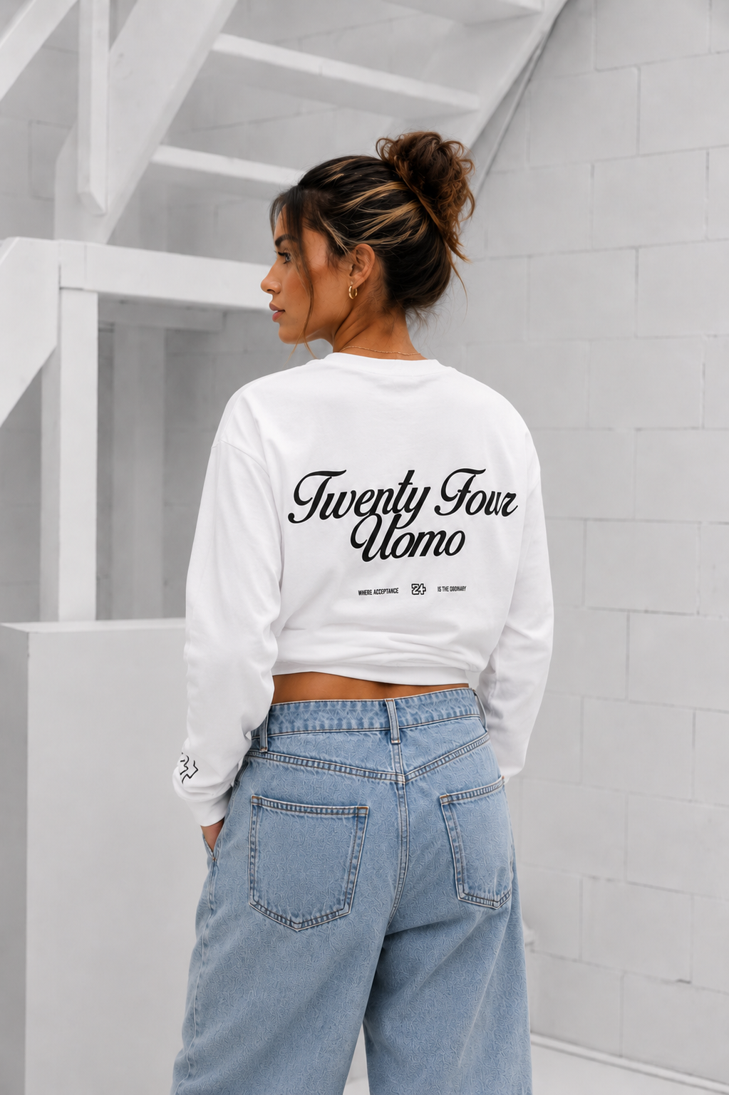 Classic Script Longsleeve Shirt Dames Off-White/Zwart PRE-ORDER 21 JULI