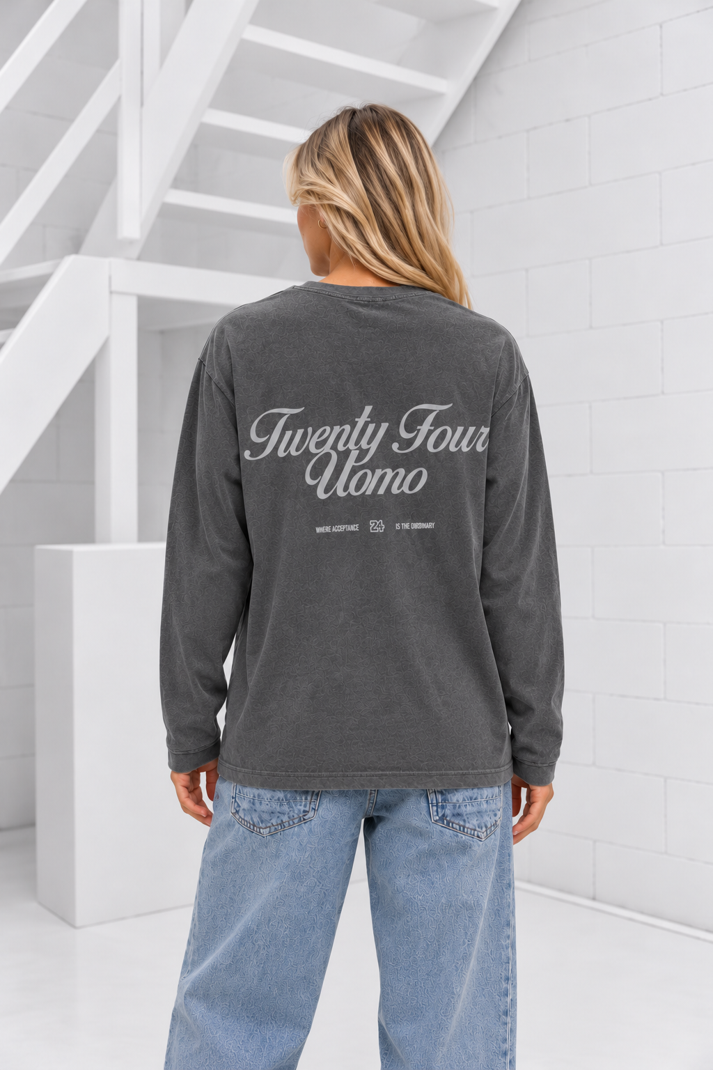Classic Script Longsleeve Shirt Dames Acid Grey PRE-ORDER 22 OKTOBER