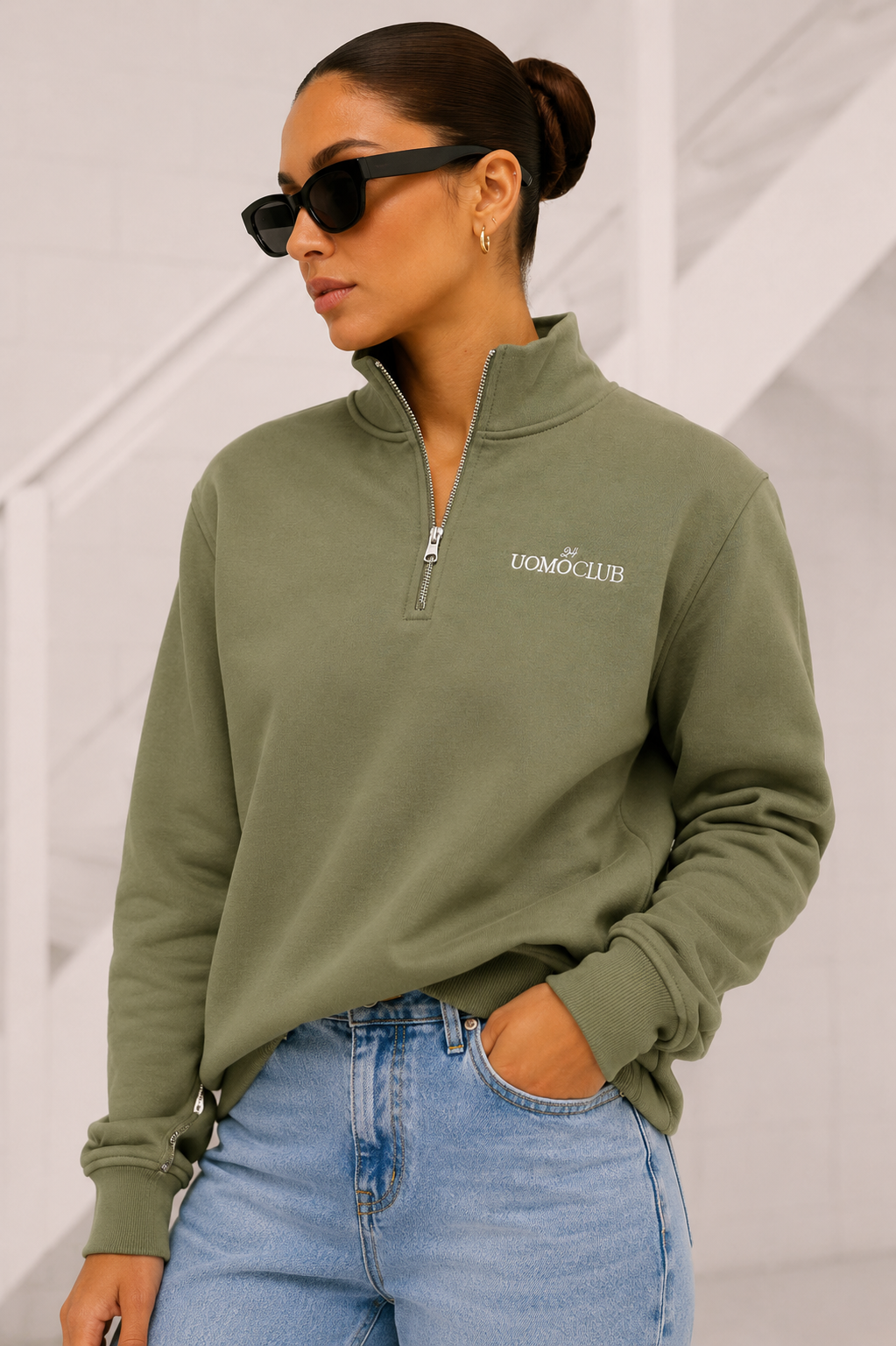 Club Half Zip Sweater Dames Army