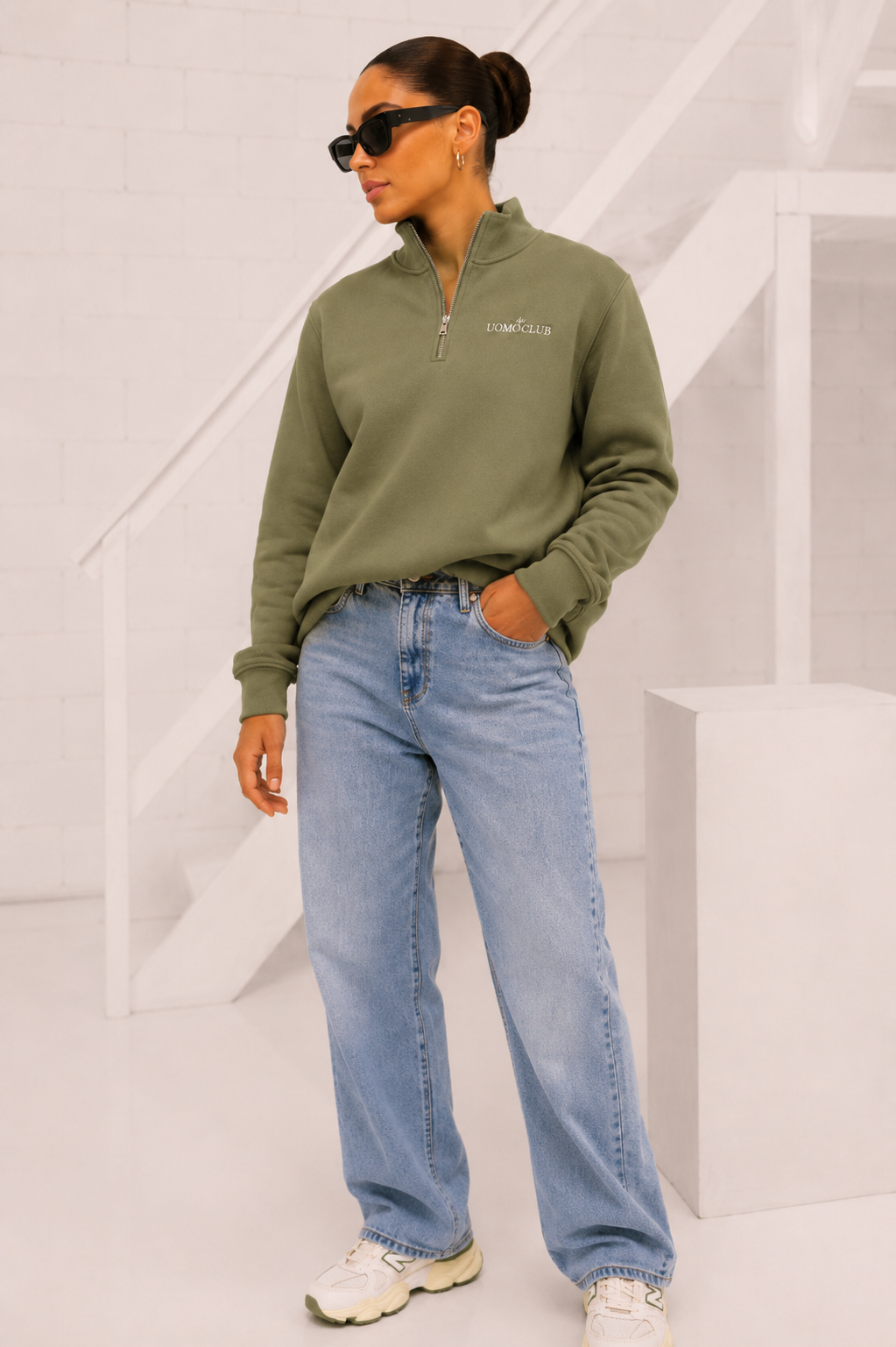Club Half Zip Sweater Dames Army