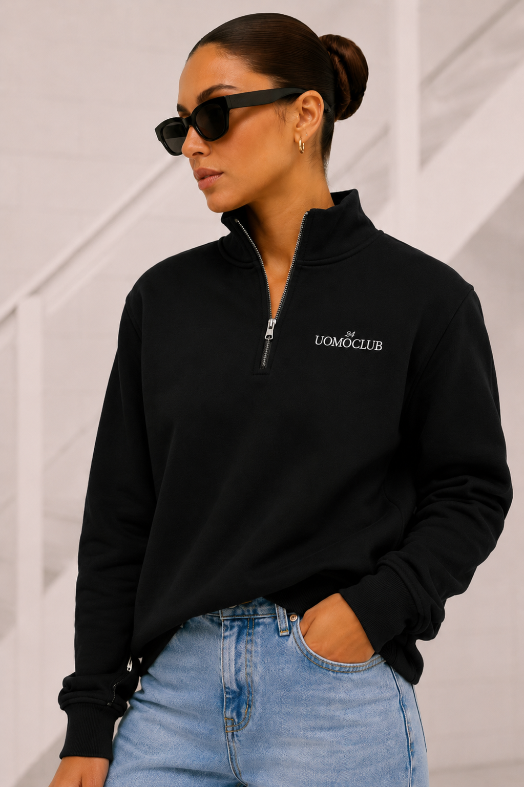 Club Half Zip Sweater Dames Black