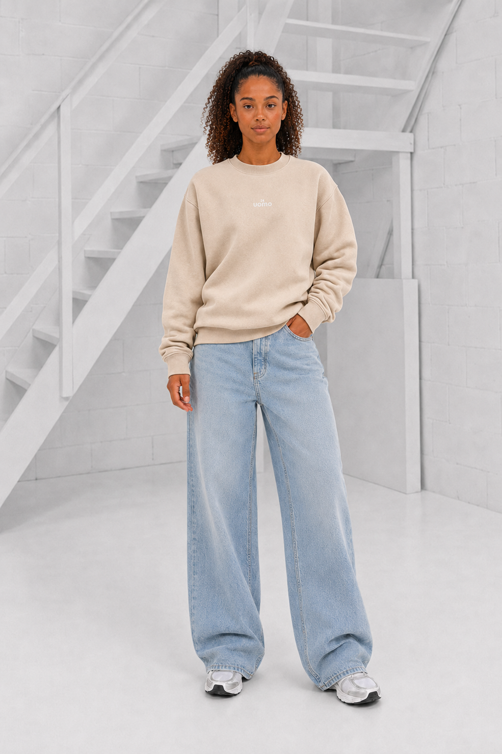 Logo Sweater Dames Beige