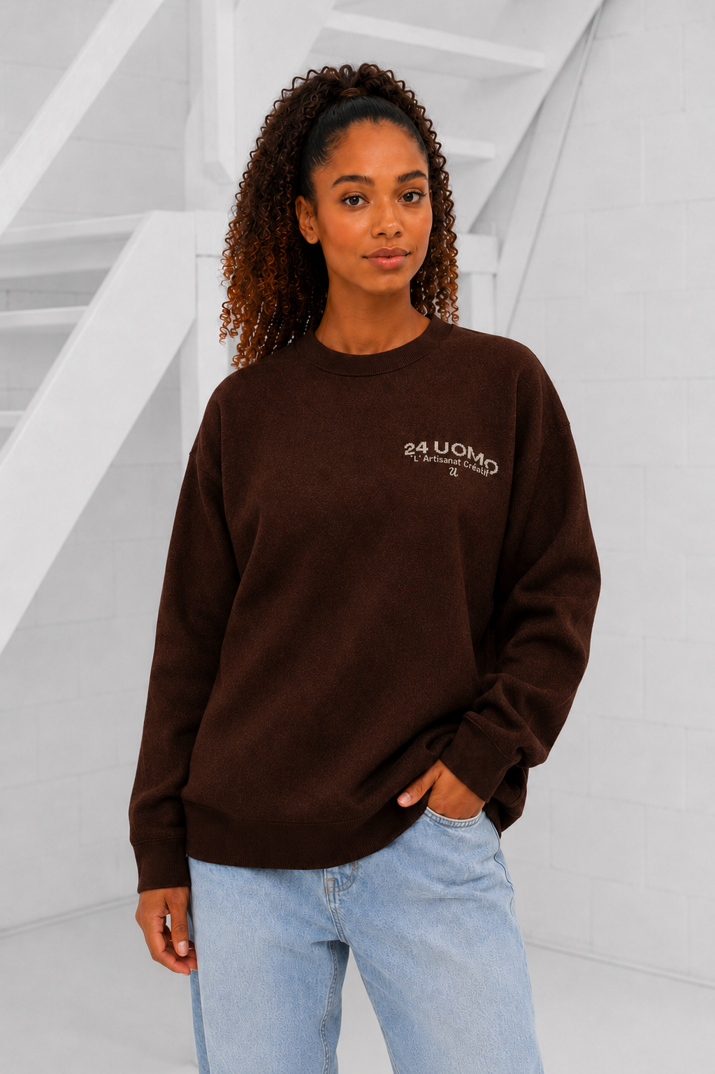 L'artisanat Creatif Knitted Sweater Dames Bruin
