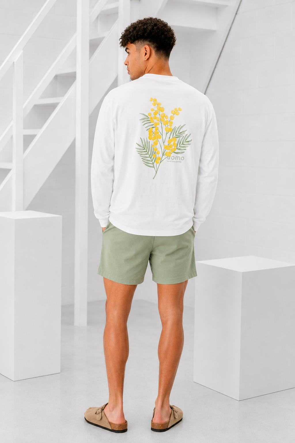 Flower Longsleeve Shirt Heren Off-White