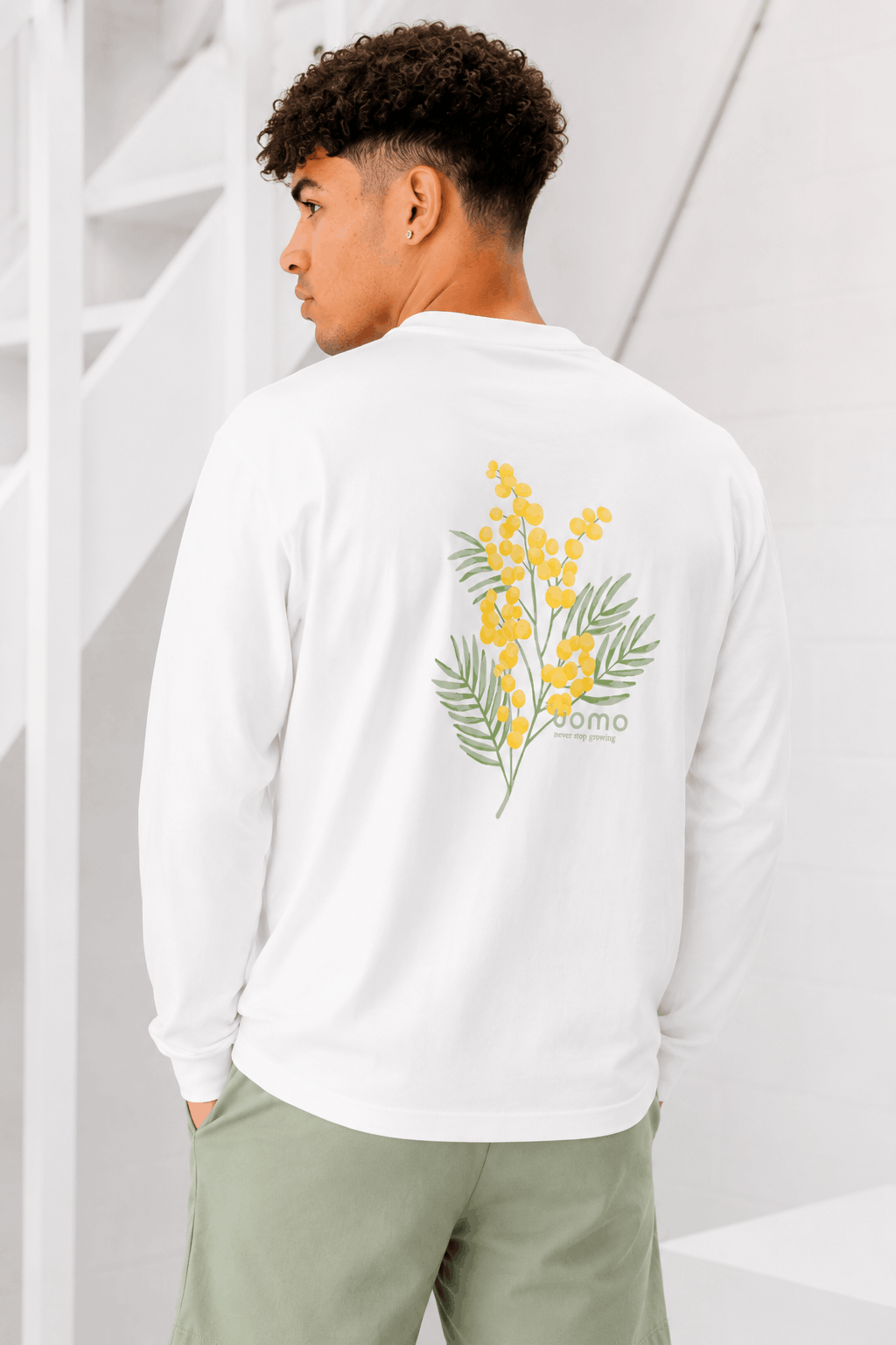 Flower Longsleeve Shirt Heren Off-White