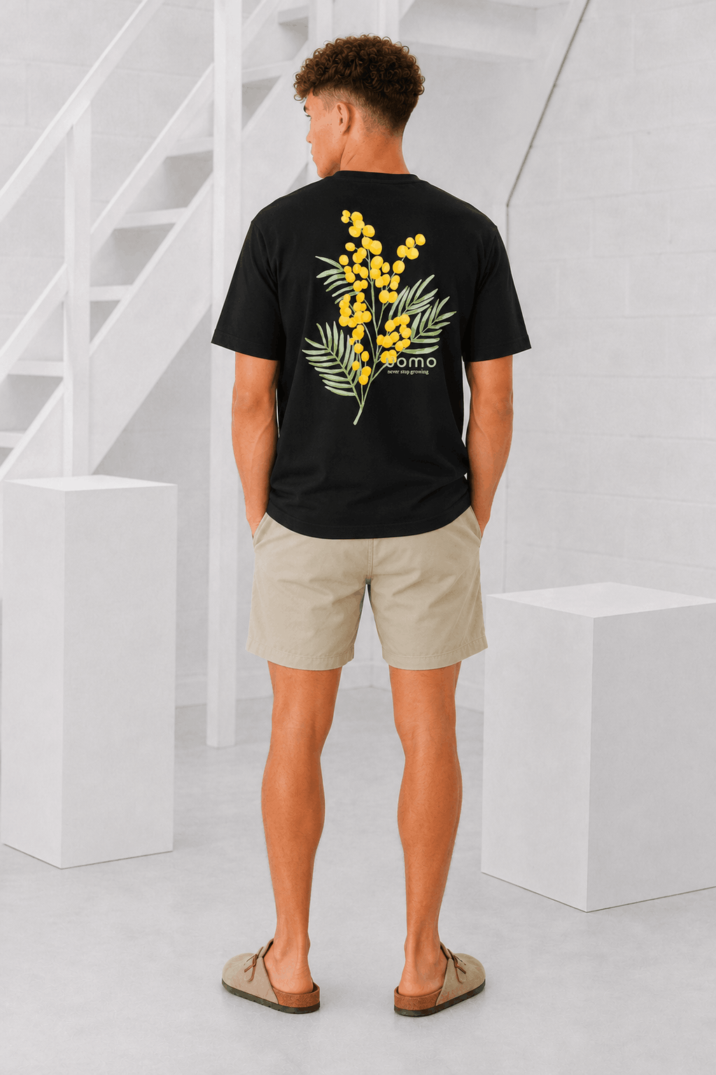 Flower T-shirt Heren Zwart