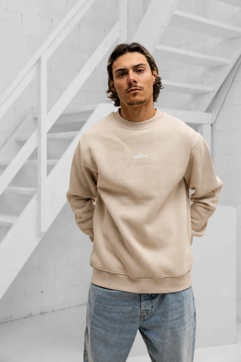 Logo Sweater Heren Beige