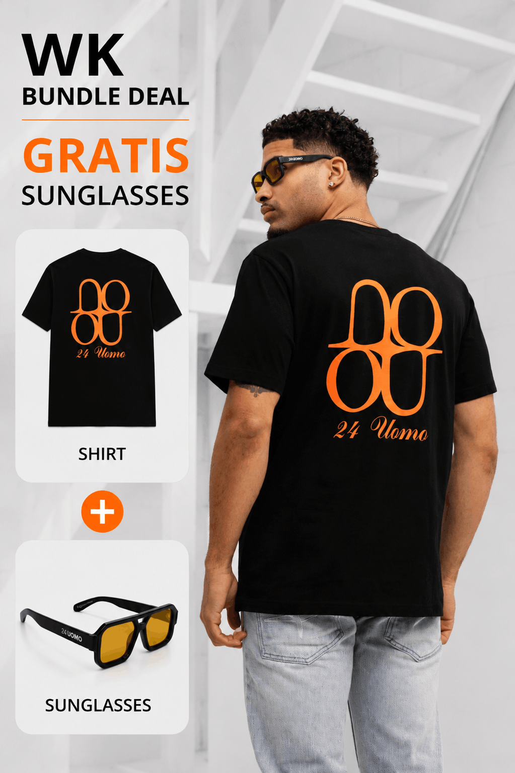 Symbol T-shirt Heren Zwart/Oranje + GRATIS ORANJE ZONNEBRIL